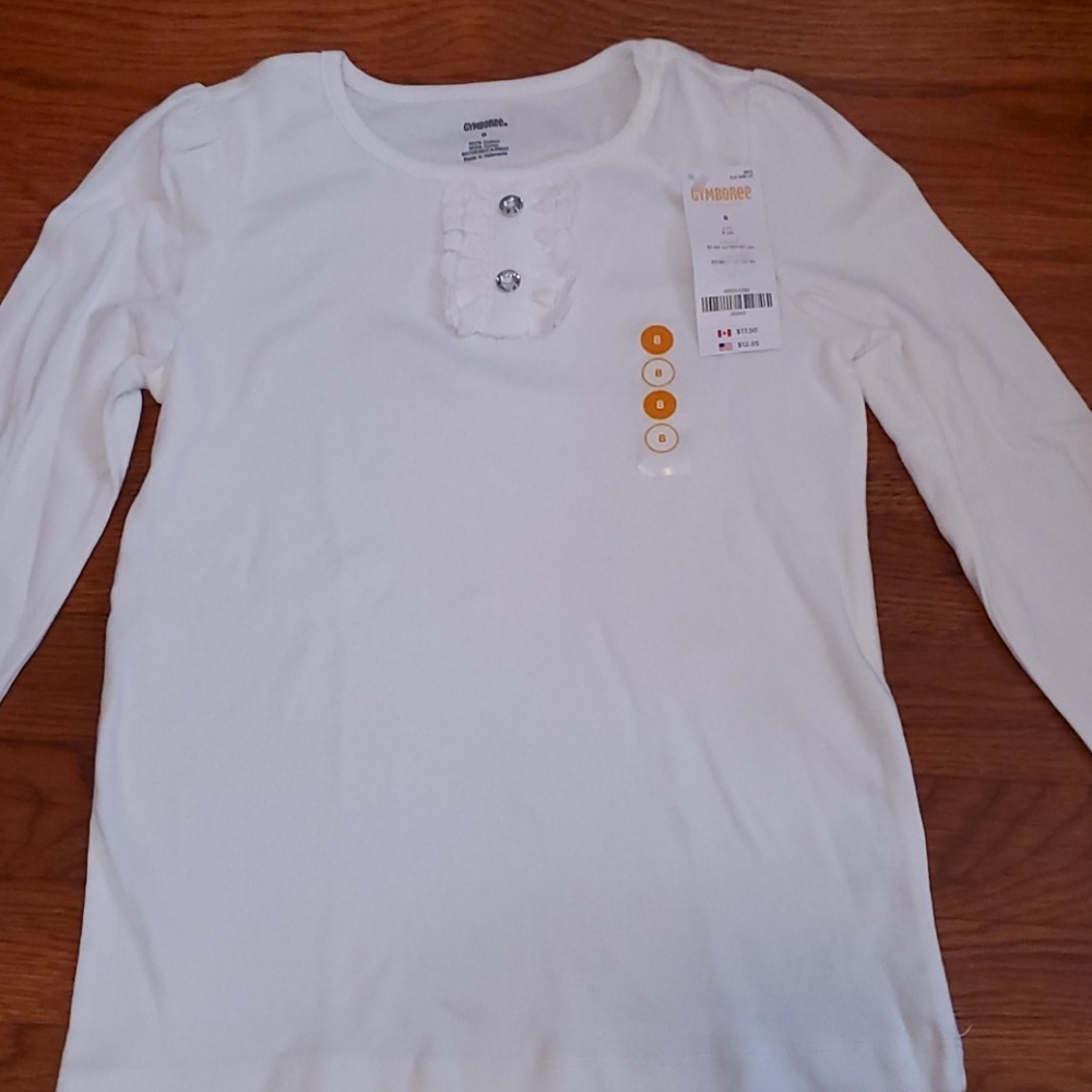 Girl Gymboree white long sleeve shirt with ruffle